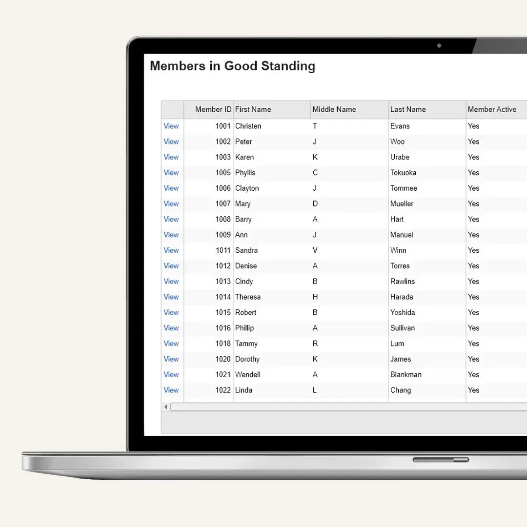  UnionWare’s member management system on a laptop.